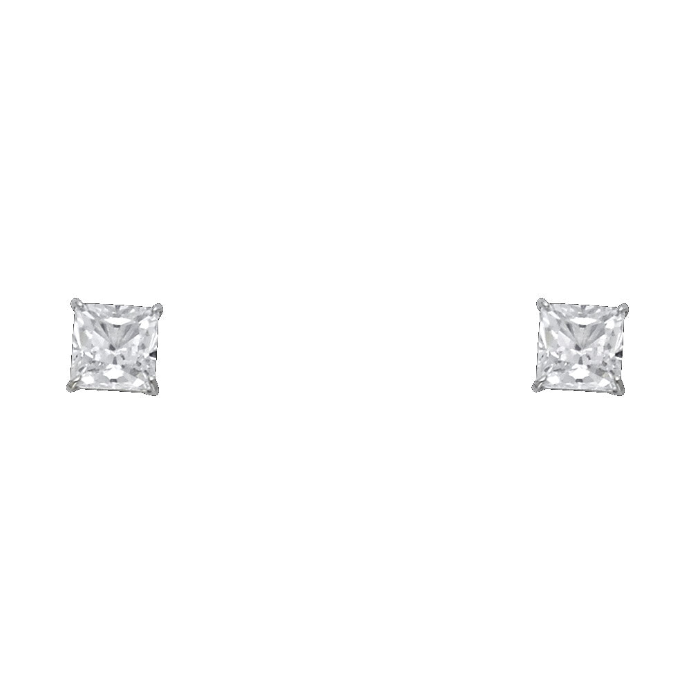14K White Gold Princess 5 mm Stud (ST528)