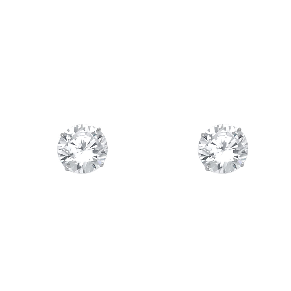 14K White Gold Round 7 mm Stud (ST531)
