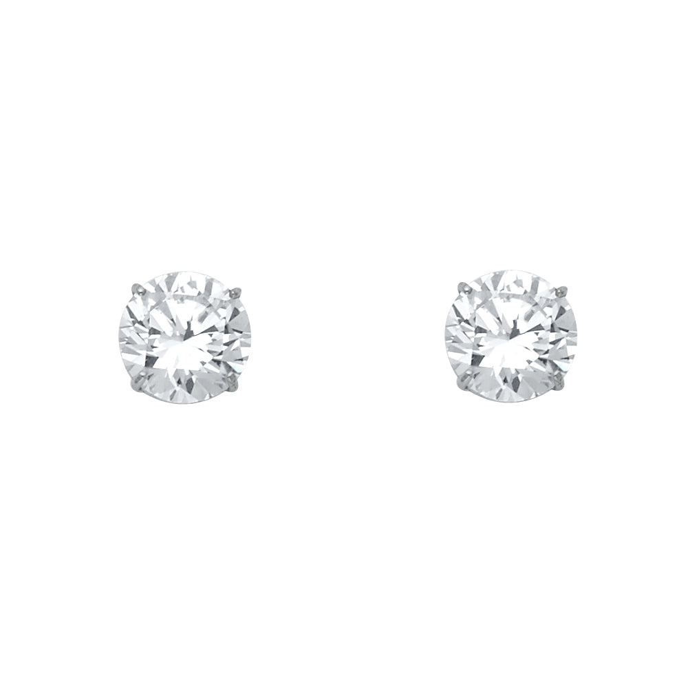 14K White Gold Round 8 mm Stud (ST532)