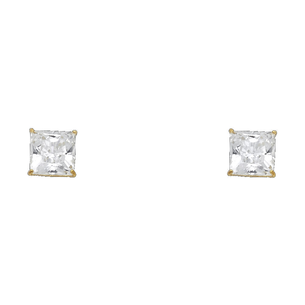 14K Yellow Gold Princess 6 mm Stud (ST533)