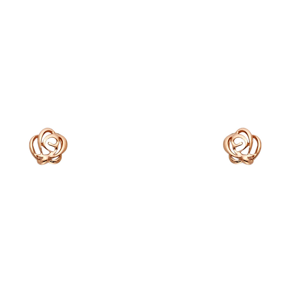 14K Two Tone Gold Stud Earrings (ST549)