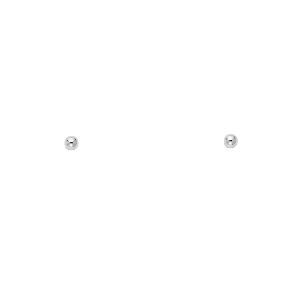 14K White Gold Rhodium Plated Scew Back Ball Earrings (2 mm - 6 mm)