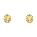 14K CZ Oval Guadalupe Screw Stud