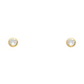 14K 4 mm Round CZ Studs Sol D/C Screw Stud