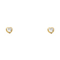 14K 4 mm Heart CZ Studs Sol D/C Screw Stud