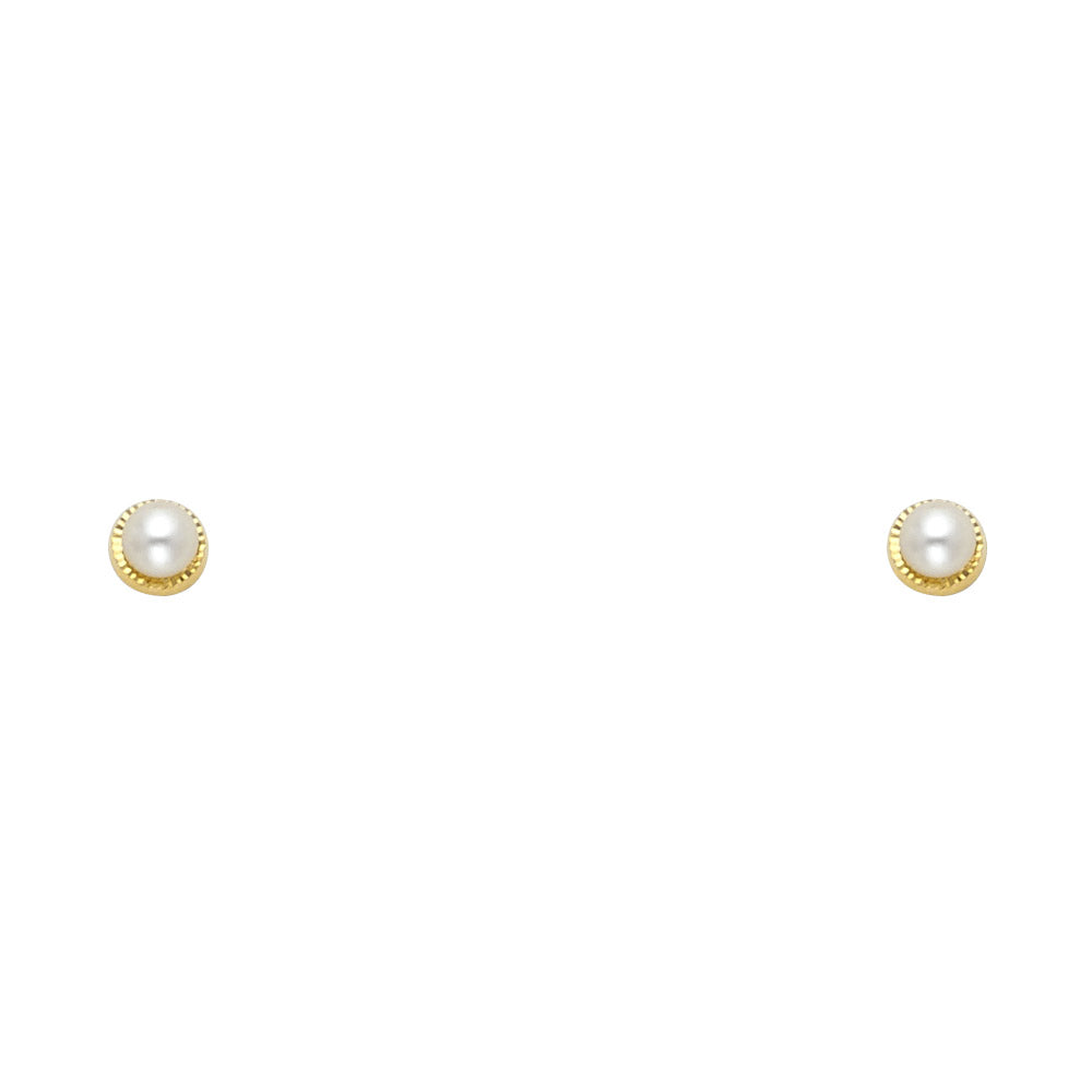 14K 2.7 mm Pearl D/C Round Screw Stud