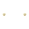 14K Small D/C Heart Screw Stud