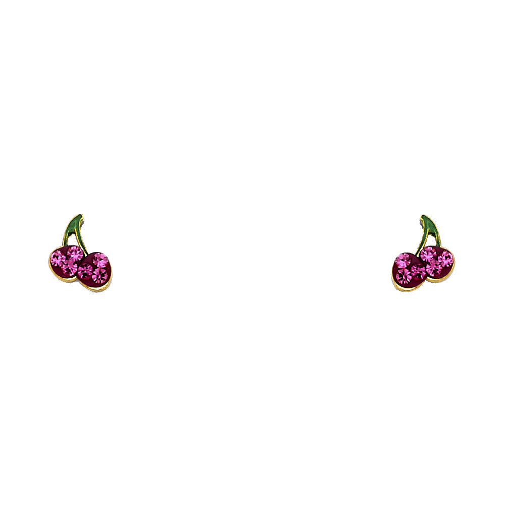 14K Color Crystal Cherry Screw St