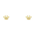 14K CZ Crown Screw Stud
