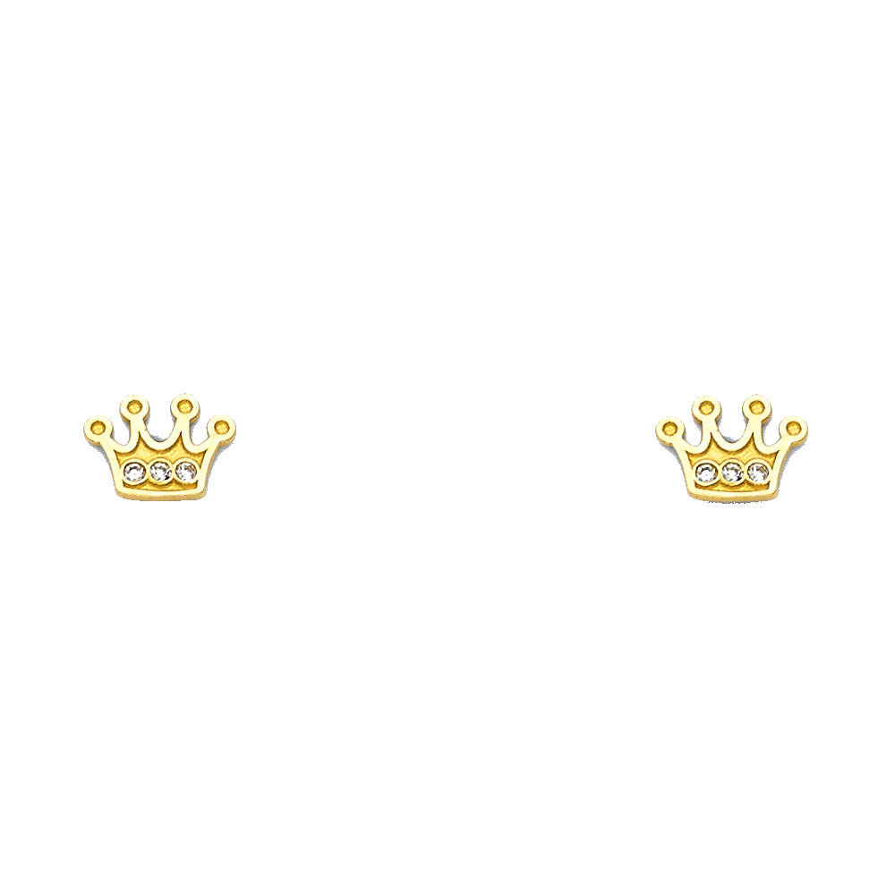 14K CZ Crown Screw Stud