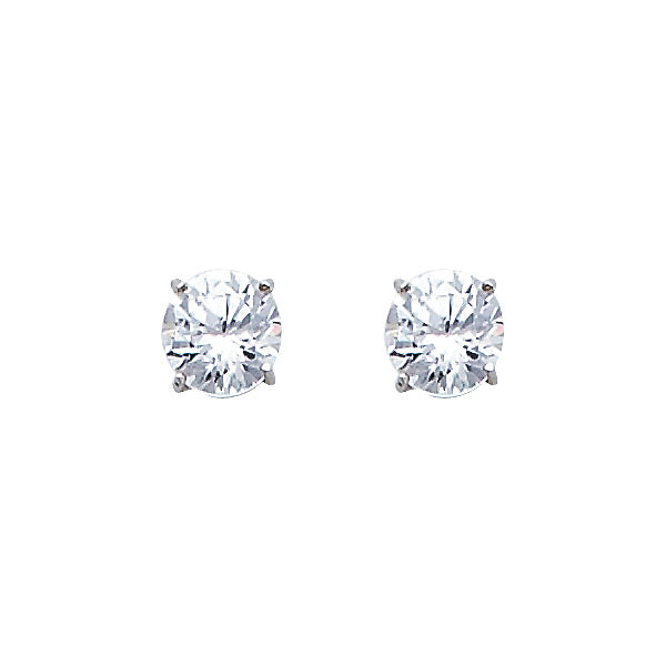 14K White Gold 5 mm Round CZ Bak Screw Stud (Apr)