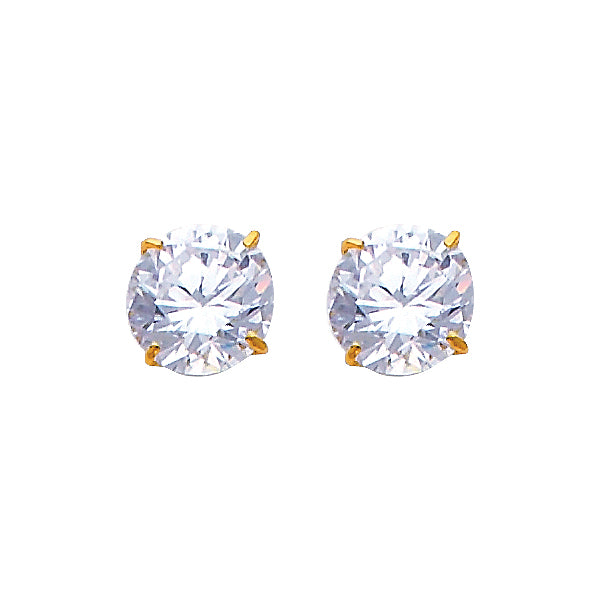 14K Yellow Gold 7 mm Round Bascket Stud with Screw