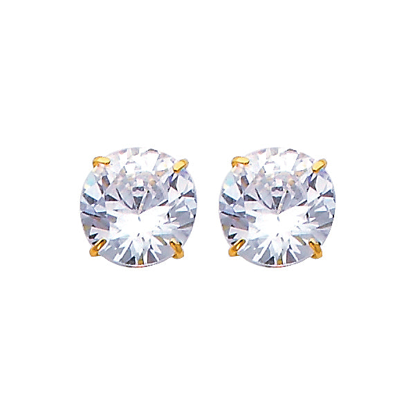 14K Yellow Gold 8 mm Round Bascket Stud with Screw