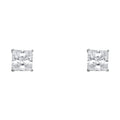 14K White Gold 7 mm Square Bascket Stud with Screw