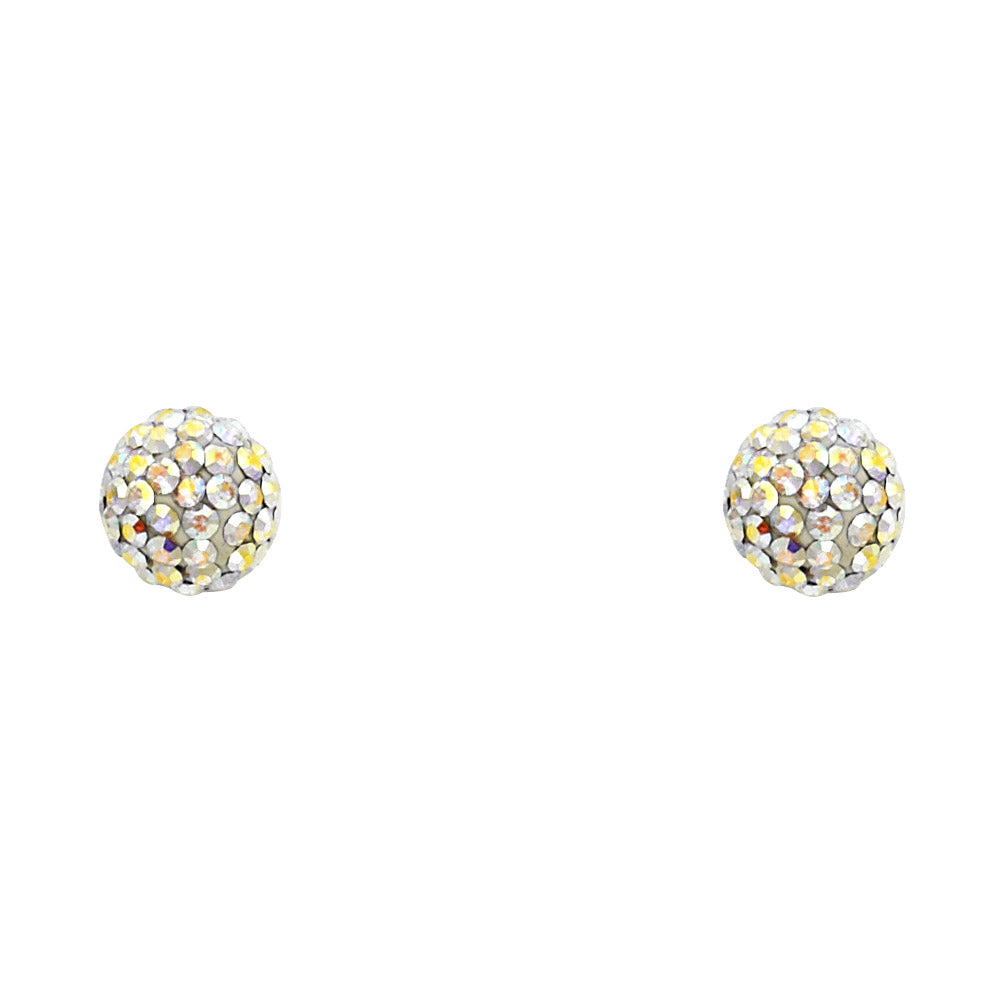 14K Yellow Gold R-Crystal Ball Stud with Screw