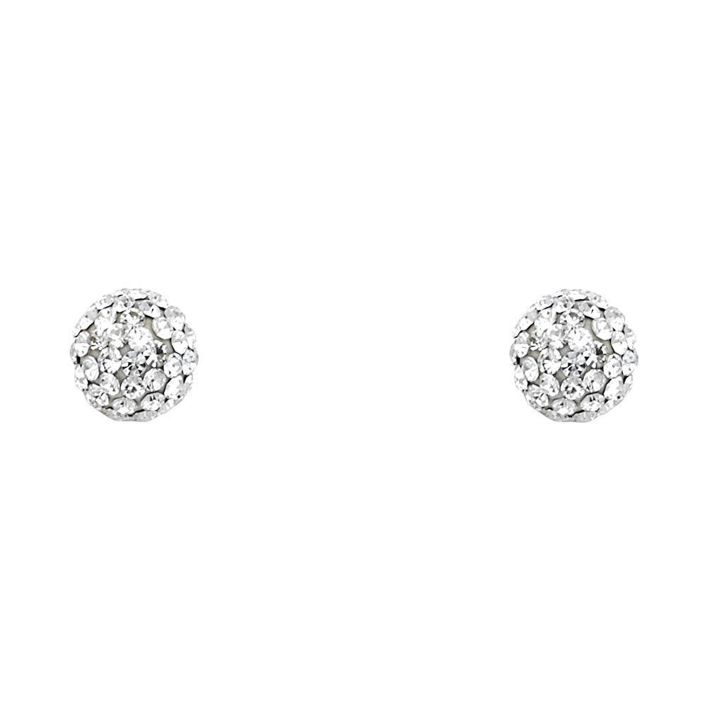 14K Yellow Gold Crystal Ball Stud with Screw