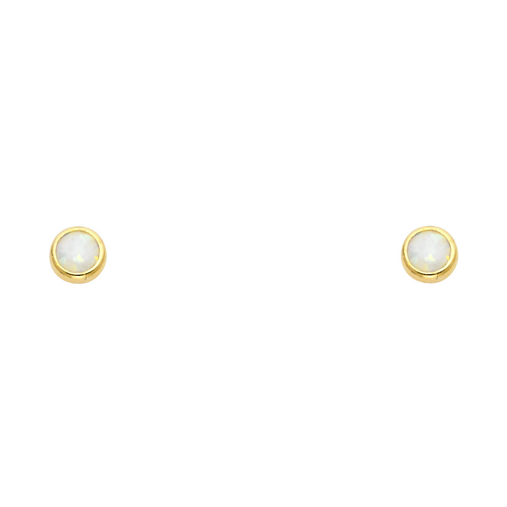 14K Yellow Gold Opal Round Stud with Screw