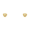 14K Yellow Gold CZ Heart Stud with Screw Back