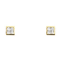 14K Yellow Gold Square Invisible CZ Stud with Screw