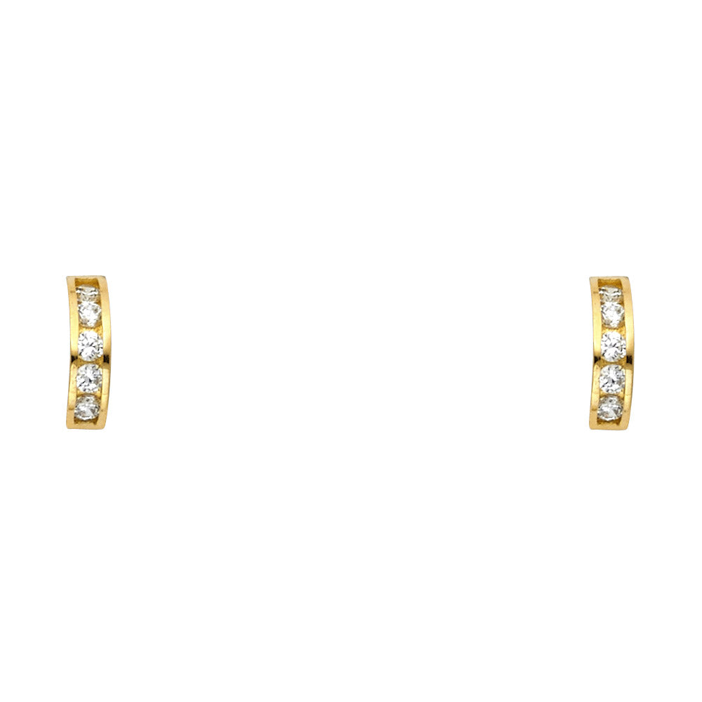14K Yellow Gold Channel CZ Stud with Screw