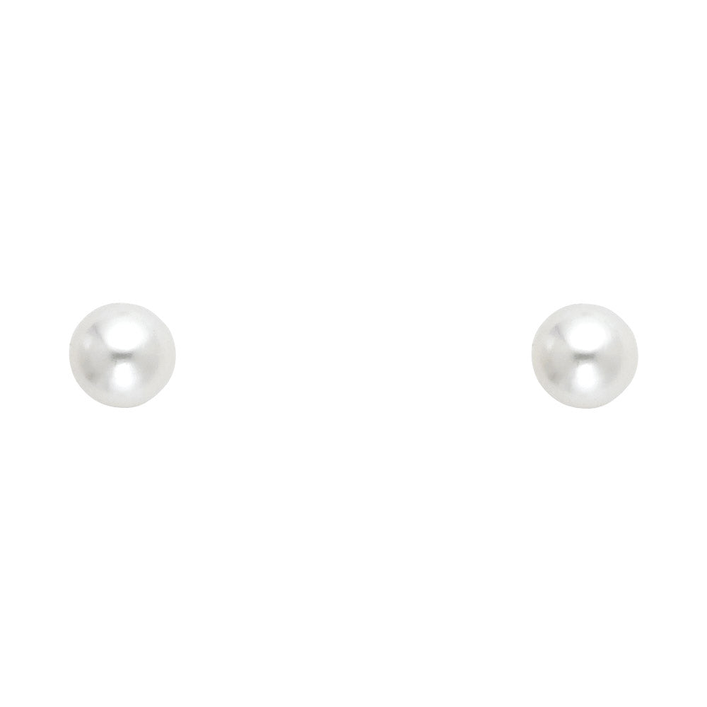 14K Yellow Gold 6 mm Pearl Stud with Screw