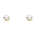 14K Yellow Gold Pearl CZ Stud with Screw Back