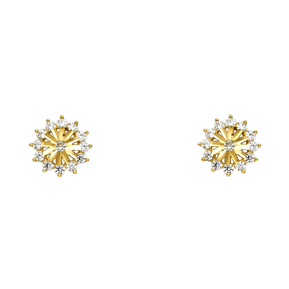 14K Yellow Gold CZ Stud with Screw Back