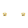 14K Yellow Gold Flower CZ Stud with Screw
