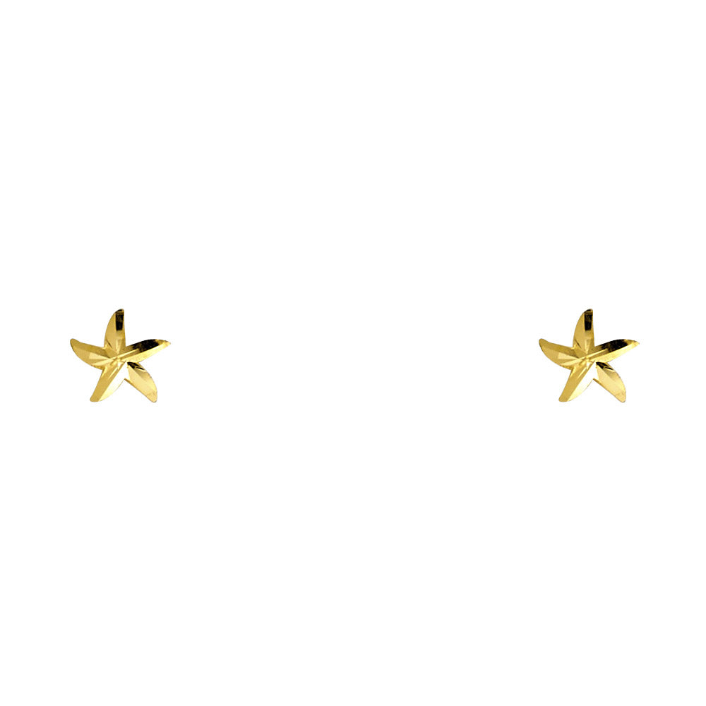 14K Yellow Gold Sea Star Stud with Screw