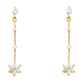 14K Yellow Gold CZ Dangle Stud with Screw