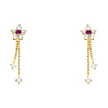 14K Yellow Gold CZ Dangle Stud with Screw