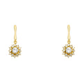 14K Yellow Gold CZ Dangle Stud with Screw
