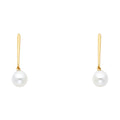 14K Yellow Gold Pearl Dangle Stud with Screw