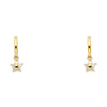 14K Yellow Gold CZ Dangle Stud with Screw