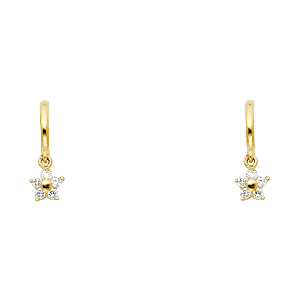 14K Yellow Gold CZ Dangle Stud with Screw