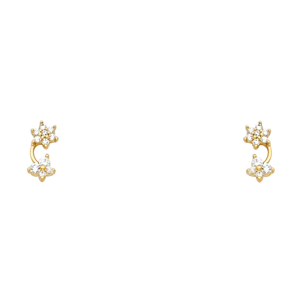 14K Yellow Gold CZ Stud with Screw Back
