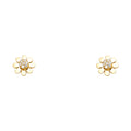 14K Yellow Gold Sun Flower CZ Stud with Screw