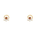 14K Two Tone Gold Flower CZ Stud with Screw