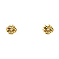 14K Yellow Gold Flower CZ Stud with Screw