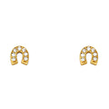 14K Yellow Gold Horse Shoe CZ Stud with Screw