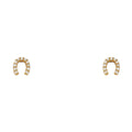 14K Yellow Gold Horse Shoe CZ Stud with Screw