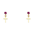 14K Yellow Gold Cross CZ Stud with Screw