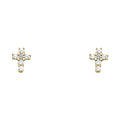 14K Yellow Gold Cross CZ Stud with Screw Back