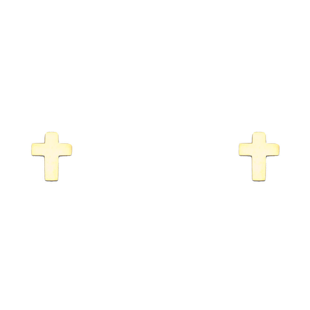 14K Yellow Gold Cross Stud with Screw Back