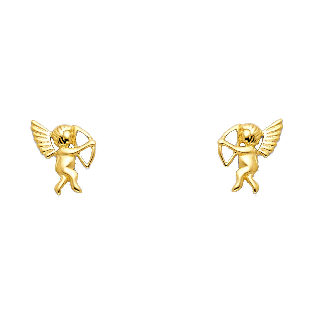 14K Yellow Gold Cupid CZ Stud with Screw