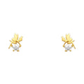 14K Yellow Gold Tingkerbell CZ Stud with Screw