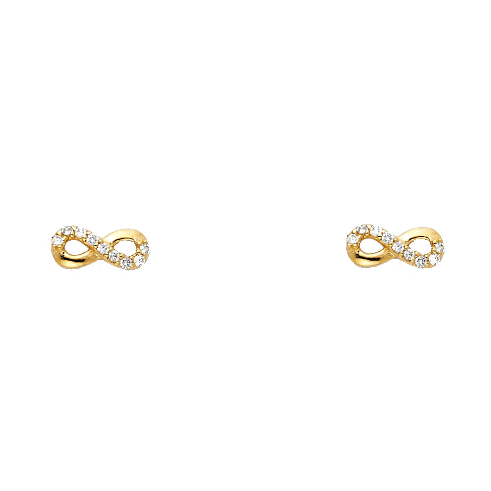 14K Yellow Gold Infiniti CZ Stud with Screw Back