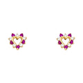 14K Yellow Gold Heart CZ Stud with Screw Back