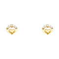 14K Yellow Gold Heart CZ Stud with Screw Back