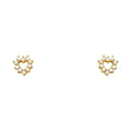 14K Yellow Gold Heart CZ Stud with Screw Back
